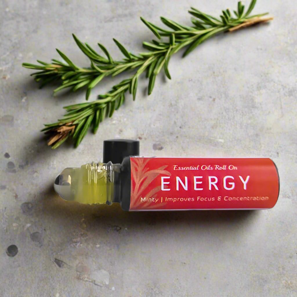 Minty, concentrating essential oil roll on energy