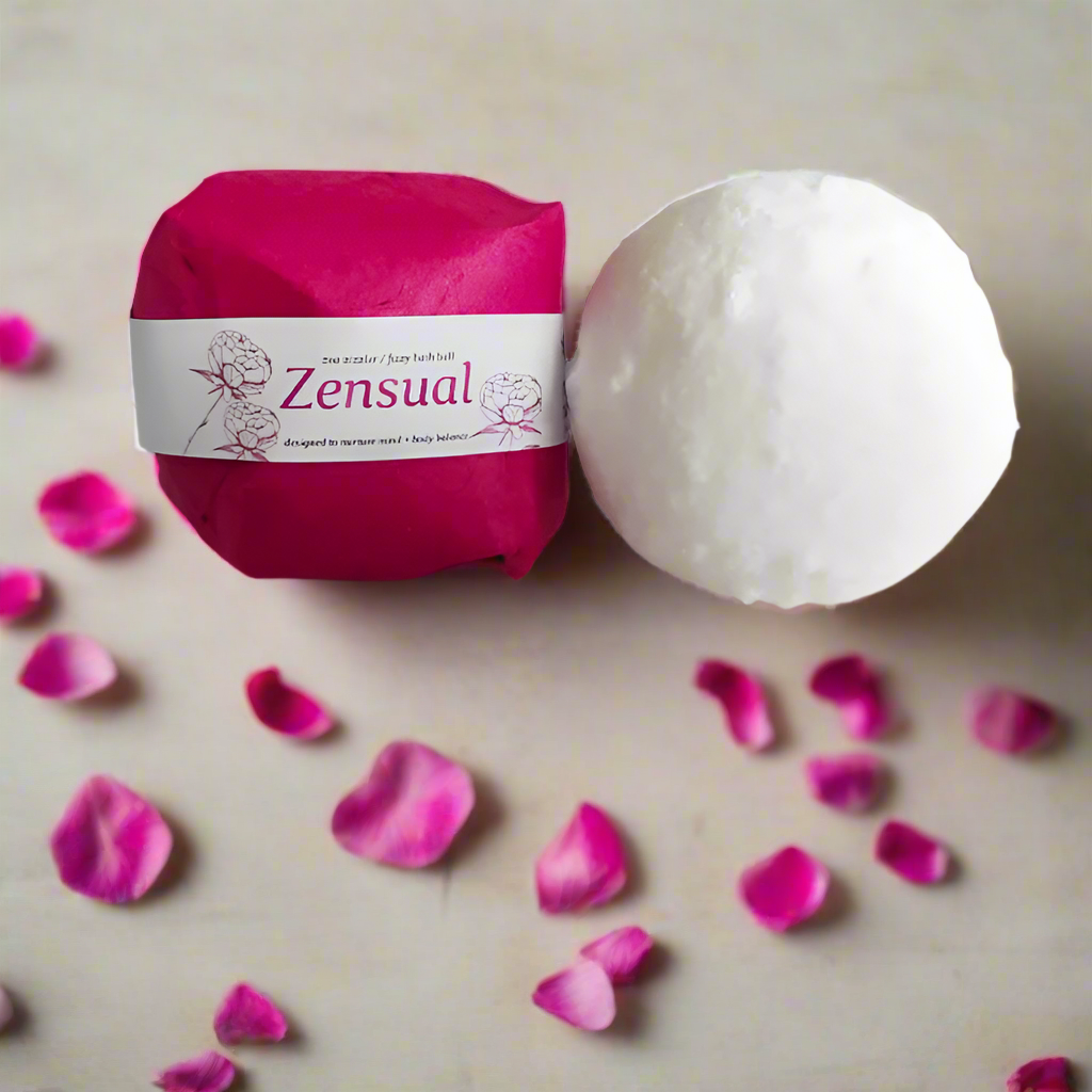 Luxurious bath fizzy with rose and ylang ylang essential oils