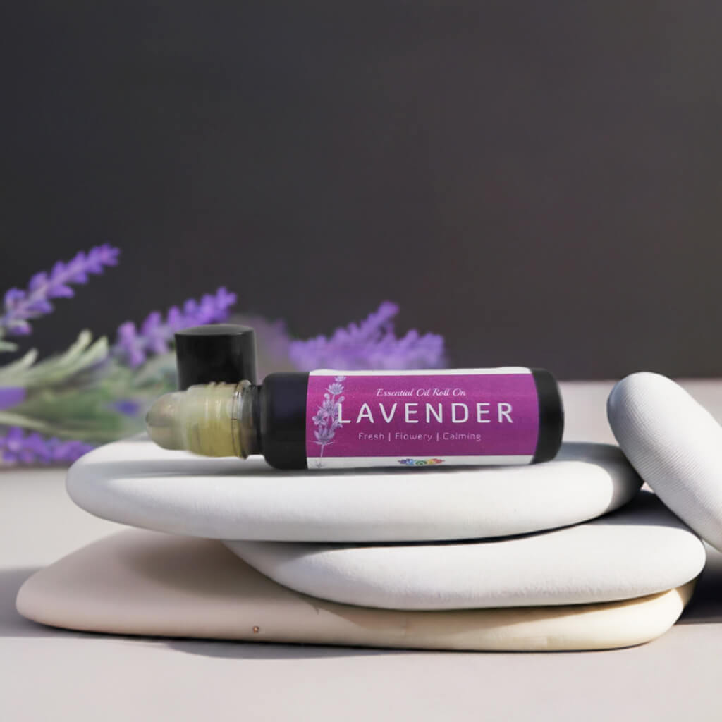 Lavender Roll On with Lavender Essential Oil: A calming and aromatic roll-on applicator infused with pure lavender essential oil, ideal for relaxation and stress relief on-the-go.
