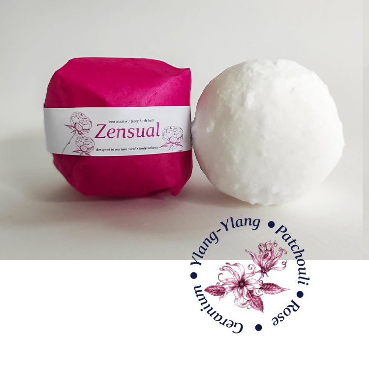 Luxurious bath fizzy with rose and ylang ylang essential oils